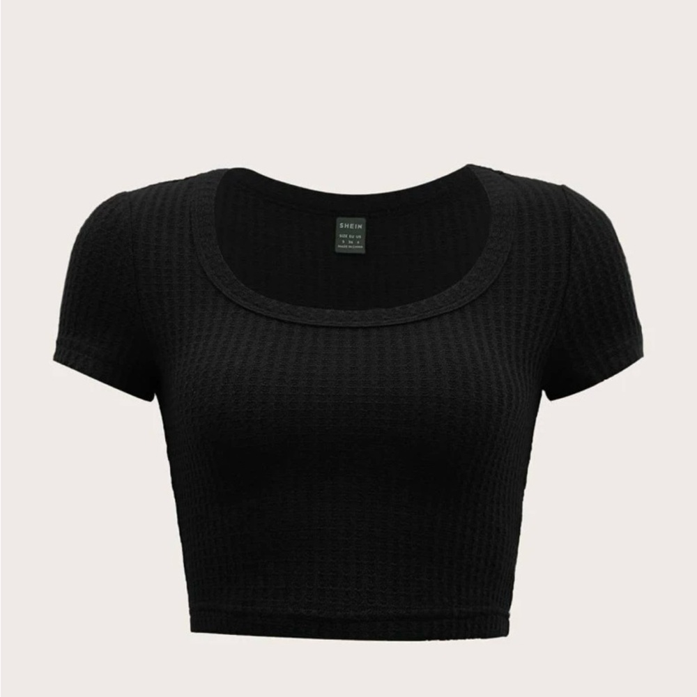 Black Ribbed Crop Top
